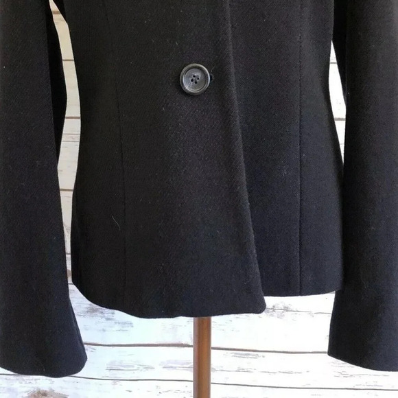 ANN TAYLOR Women Fully Lined Collar 100% Wool Textured Black Blazer Jacket Sz 2 - Picture 7 of 12